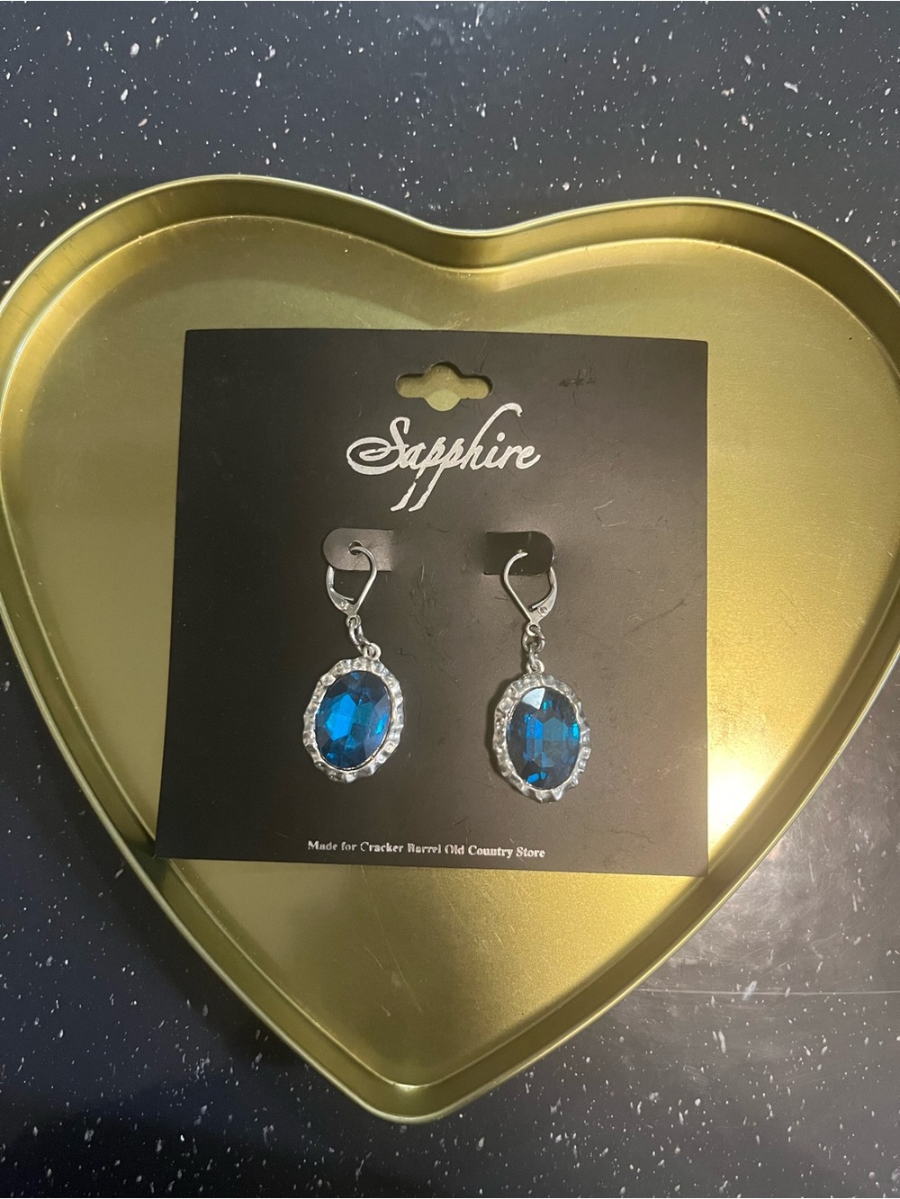 Blue Oval Drop Earrings -